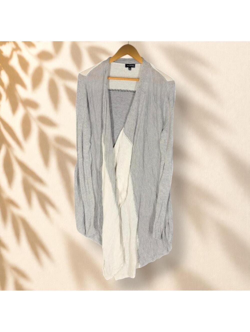 The Limited Cardigan Women XL Gray Colorblock Knit Open Front Long Sleeve Casual